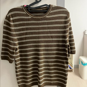 타임 5부 스트라이프 니트(브라운)