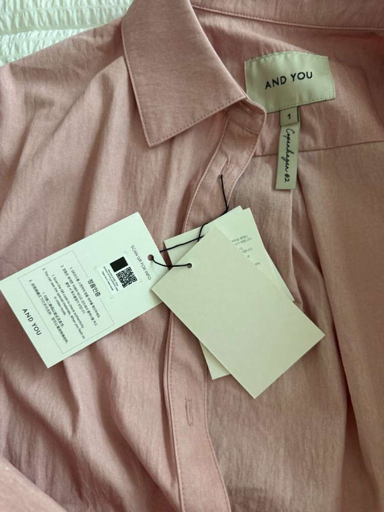 앤유 셔츠 딥핑크 1사이즈 새상품--2