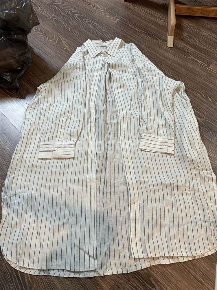 Allightz 올라이츠 린넨 스트라이프 셔츠 원피스--2