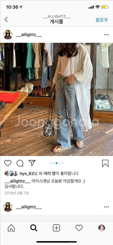 Allightz 올라이츠 린넨 스트라이프 셔츠 원피스--7