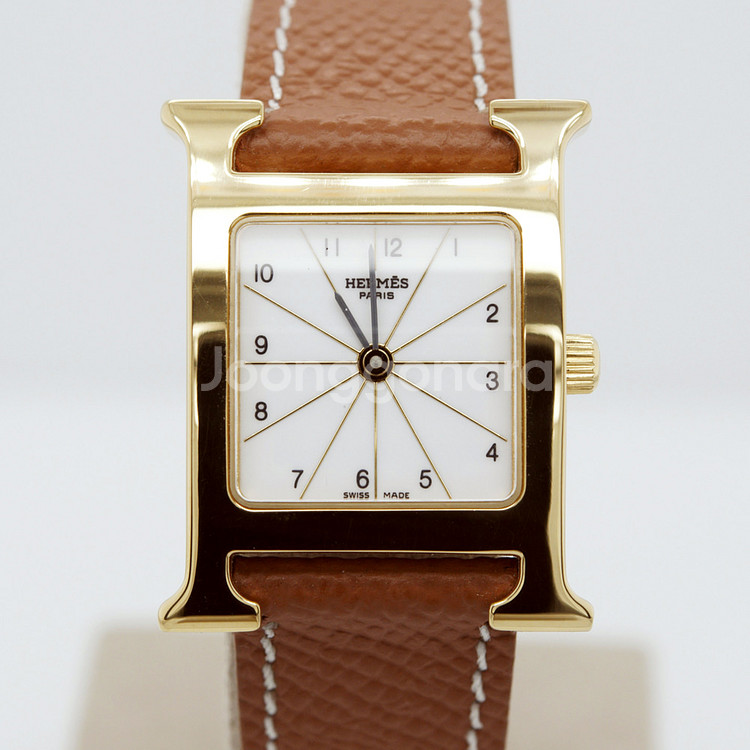 에르메스 H아워 금장 중고명품 여성용 PM 손목시계--0