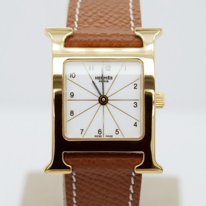 에르메스 H아워 금장 중고명품 여성용 PM 손목시계