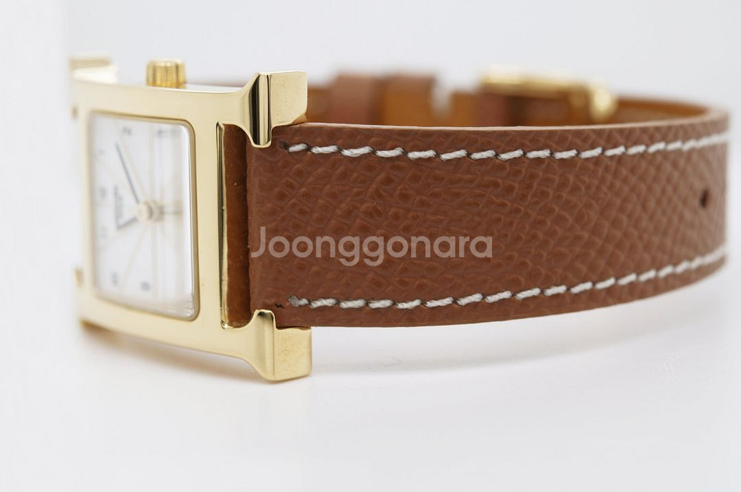 에르메스 H아워 금장 중고명품 여성용 PM 손목시계--4