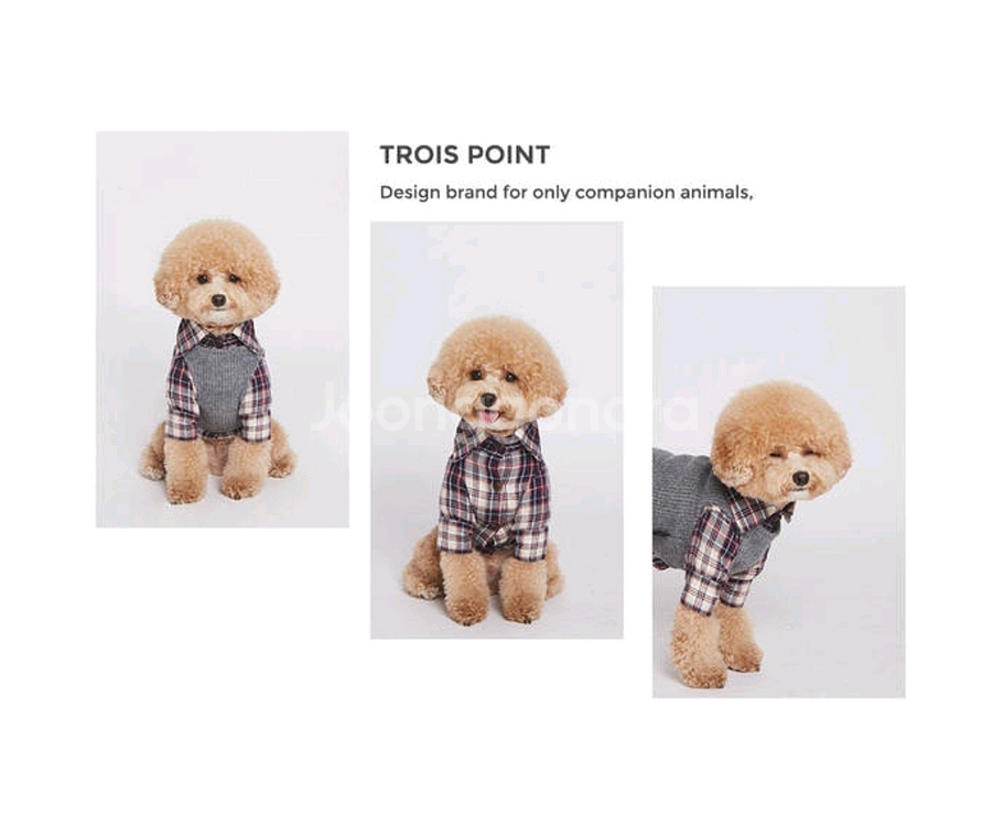 강아지옷) 트로이스포인트 버건디 체크셔츠 반려견2XL--1