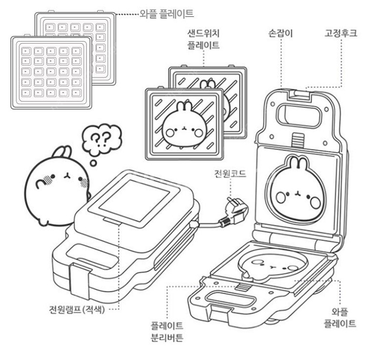 몰랑이 와플메이커 와플팬 새상품--4