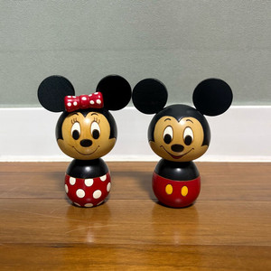 미키 미니 우사부로 코케시 수제 목제 피규어