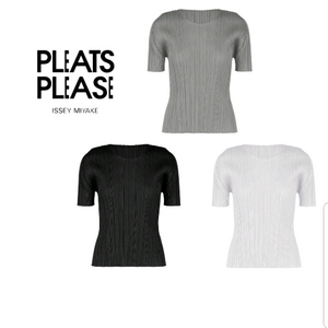 10월구매새상품)플리츠플리즈 베이직 반팔 그레이