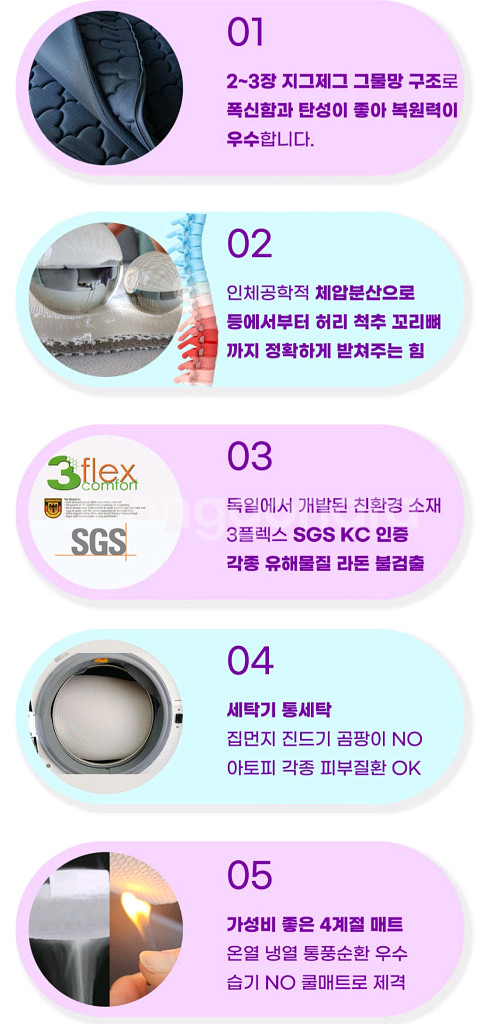 3D매쉬 매트 6.5cm SS 슈퍼싱글 바닥 침대 토퍼--4