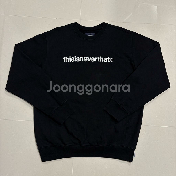 정품 디스이즈네버댓 자수 빅로고 블랙 맨투맨 스웻셔츠--1