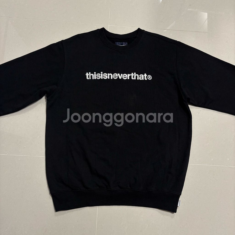 정품 디스이즈네버댓 자수 빅로고 블랙 맨투맨 스웻셔츠--2