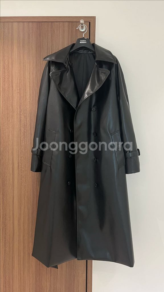 무탠다드 인조가죽 트랜치코트 (블랙/남여공용 S)--9