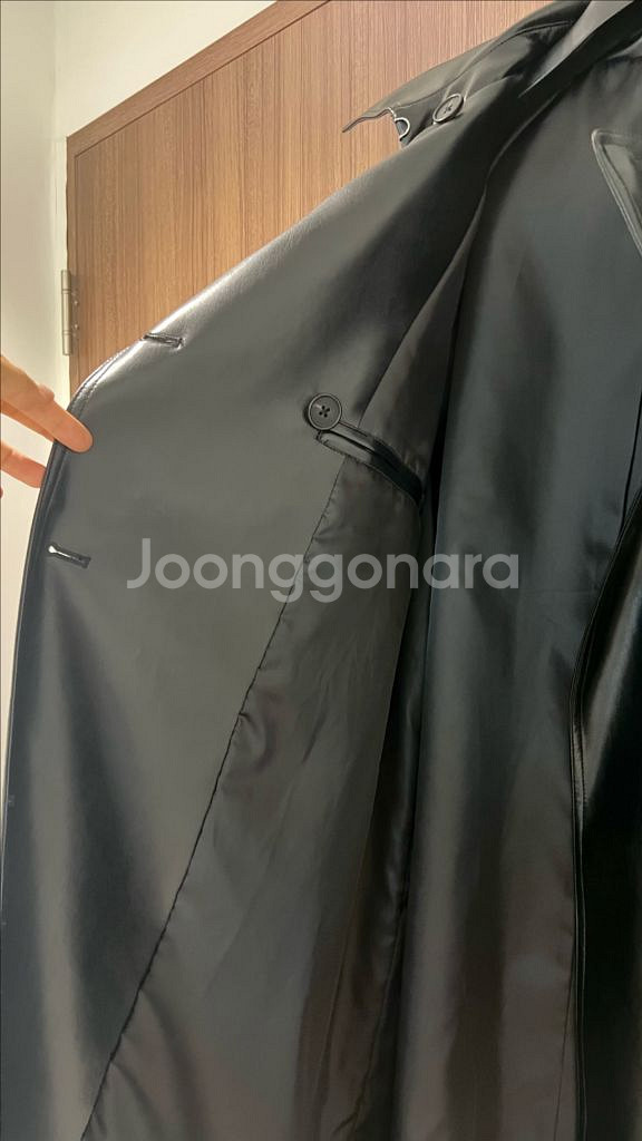 무탠다드 인조가죽 트랜치코트 (블랙/남여공용 S)--7