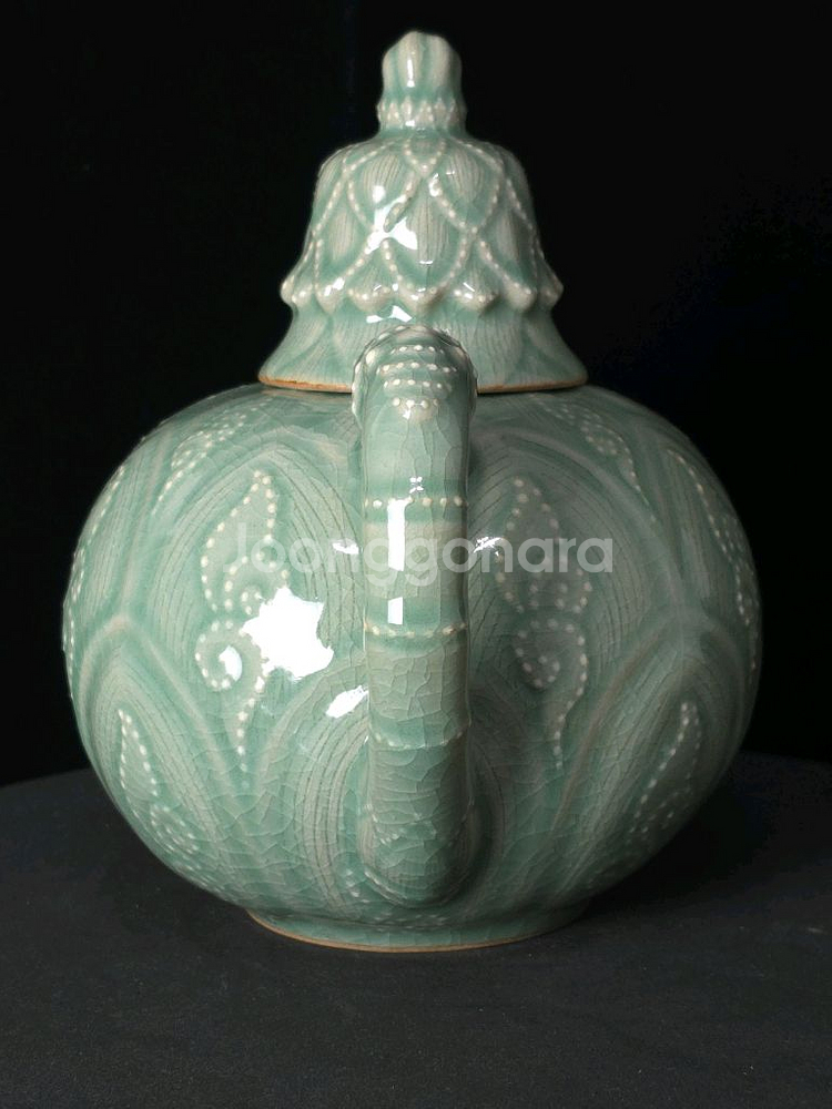 해강 유근형 청자연봉형주자 주전자--2