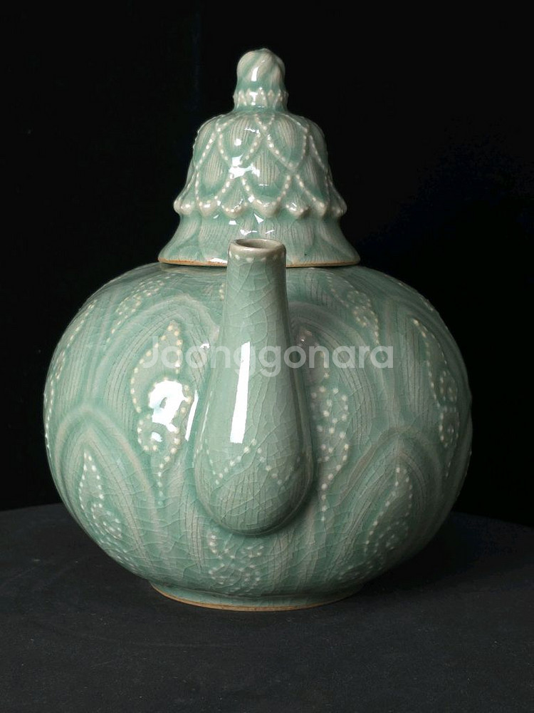 해강 유근형 청자연봉형주자 주전자--3