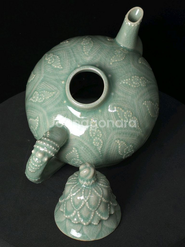 해강 유근형 청자연봉형주자 주전자--8