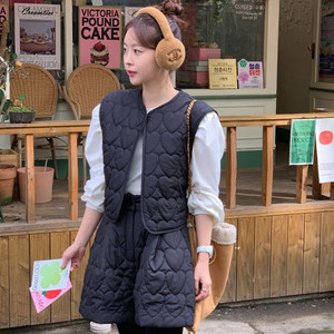 바이씨니 하트퀄팅 조끼반바지 셋업