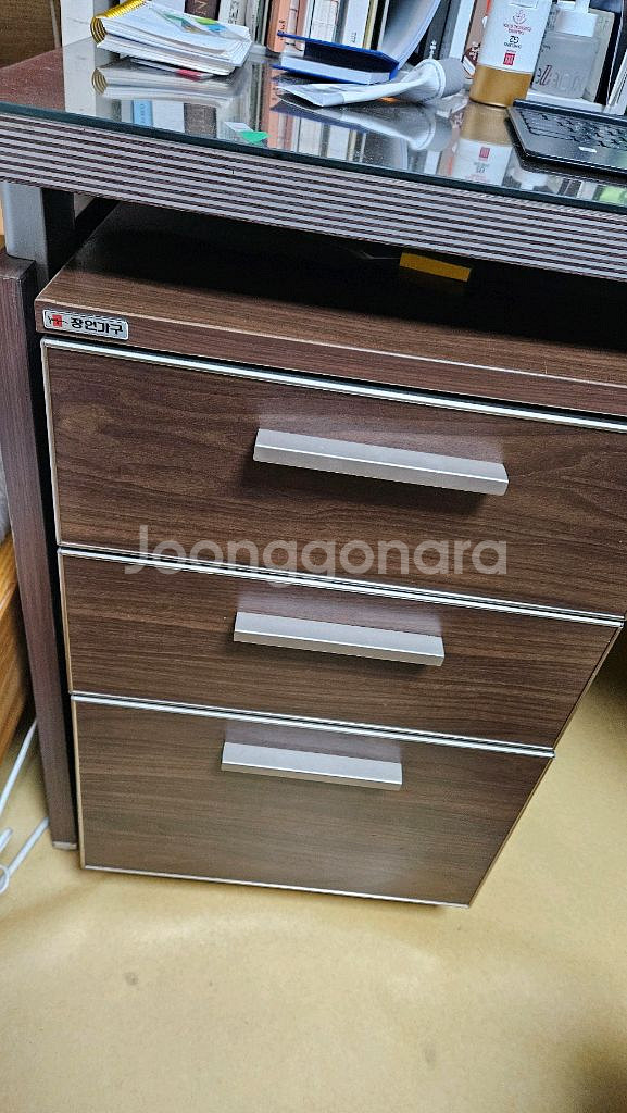 코너 책상, 책꽂이, 3단 서랍 (장인가구)--3