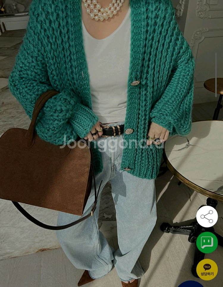 (무배-새제품)줄로그 제작 볼드가디건 그린--0