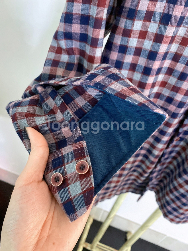 (100)닥스남자체크포켓카라긴팔남방--2