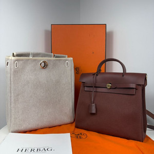 에르메스 에르백 에르백팩 캔버스 버건디