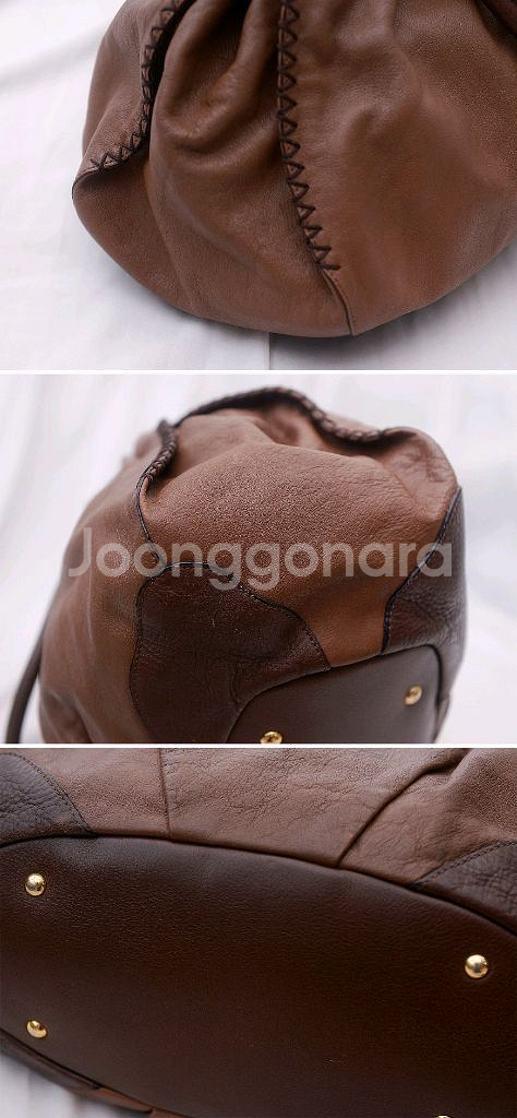 MCM 브라운 카프스킨 셔링 레더 토트백.보스턴백--7