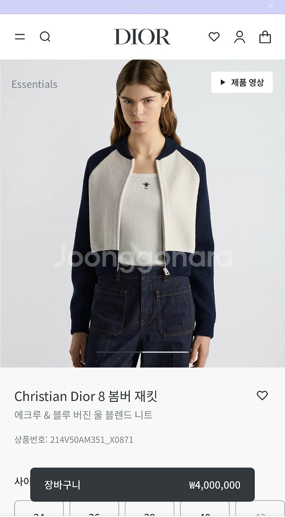 크리스찬 디올 봄버 재킷 정품 (36사이즈)--4