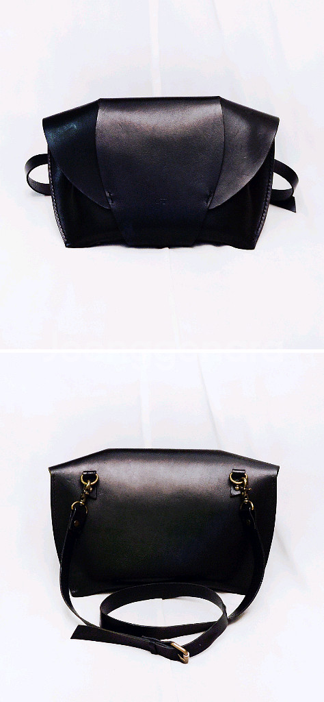 유르트 블랙 크로와상 브라이들 레더 숄더 클러치백--2