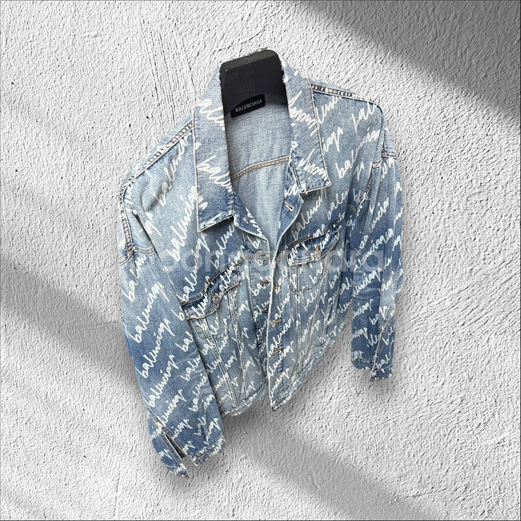백화점판 발렌시아가 울 오버 데님 로고 자켓--1