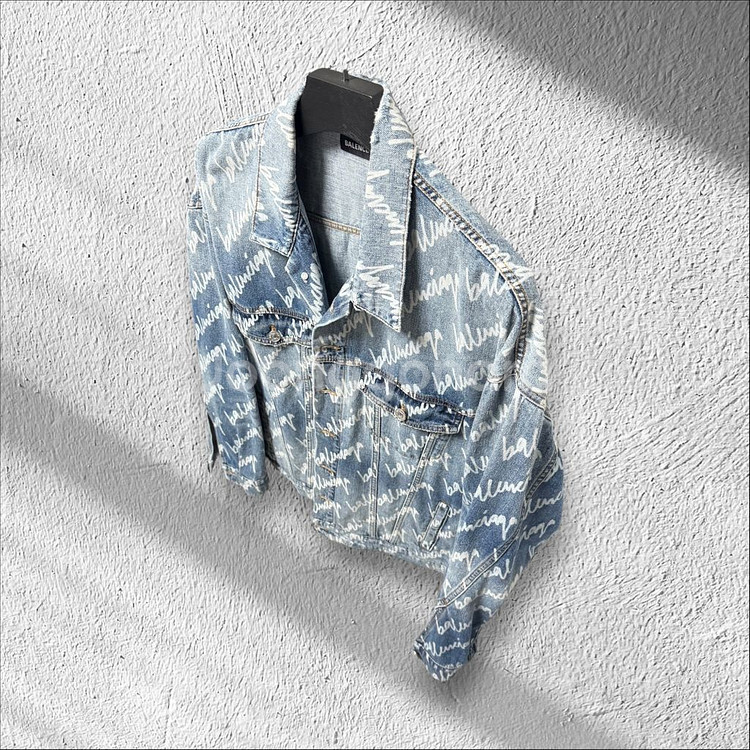 백화점판 발렌시아가 울 오버 데님 로고 자켓--2