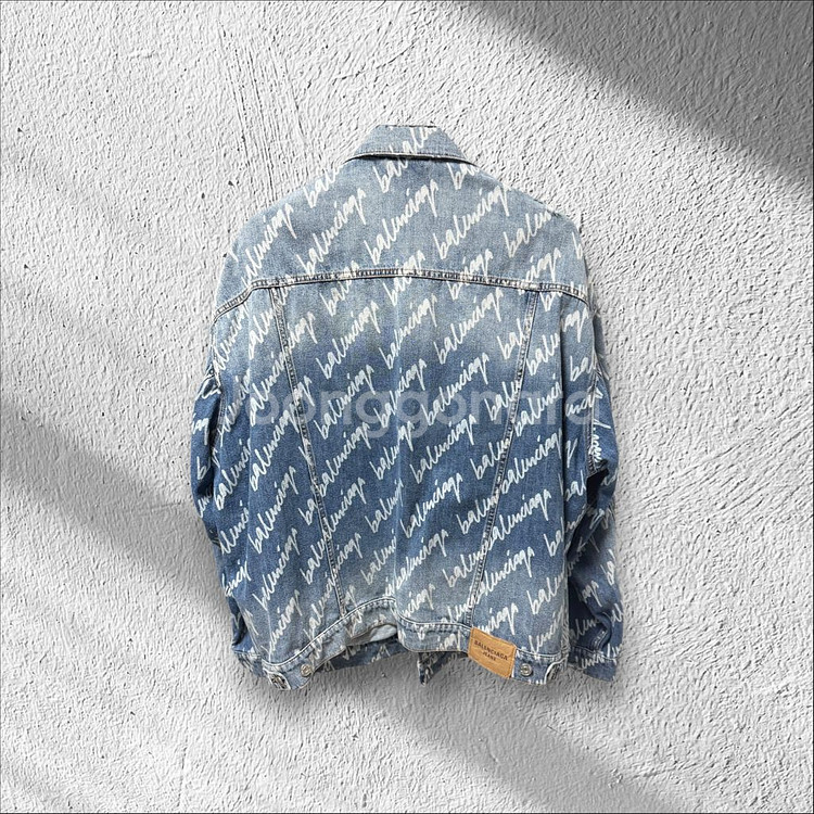 백화점판 발렌시아가 울 오버 데님 로고 자켓--4