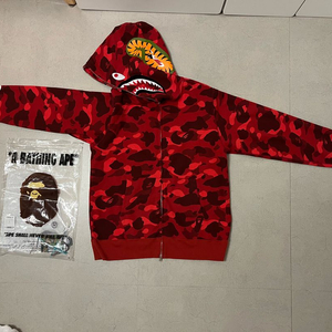 베이프 컬러 카모샤크 풀 집업 레드 XL