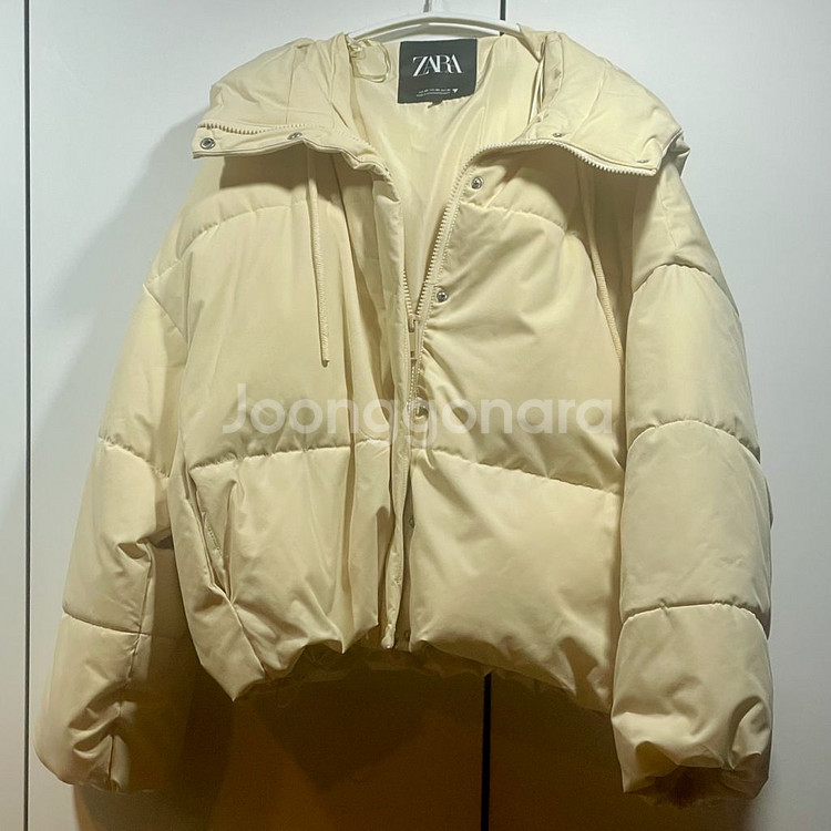 자라 버터 크림 여성 후드 패딩 푸퍼 XS 중고--6