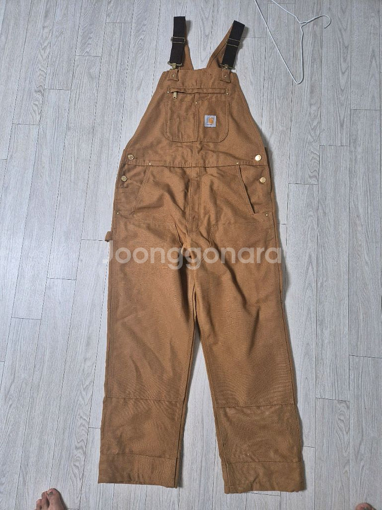 칼하트 브라운 오버롤 멜빵바지 36X30 거의 새상품--0