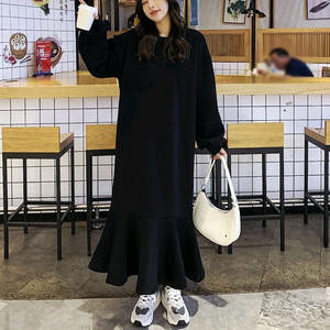 [새상품] 도톰 데일리 기모안감 머메이드 롱 원피스