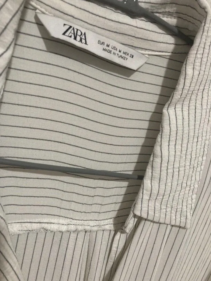 자라(ZARA) 린넨 시어서커 오픈 셔츠 롱 원피스 / M 이미지