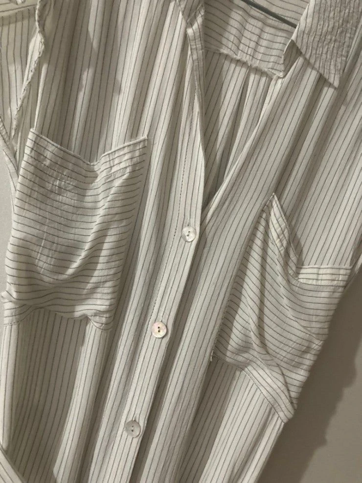 자라(ZARA) 린넨 시어서커 오픈 셔츠 롱 원피스 / M 이미지