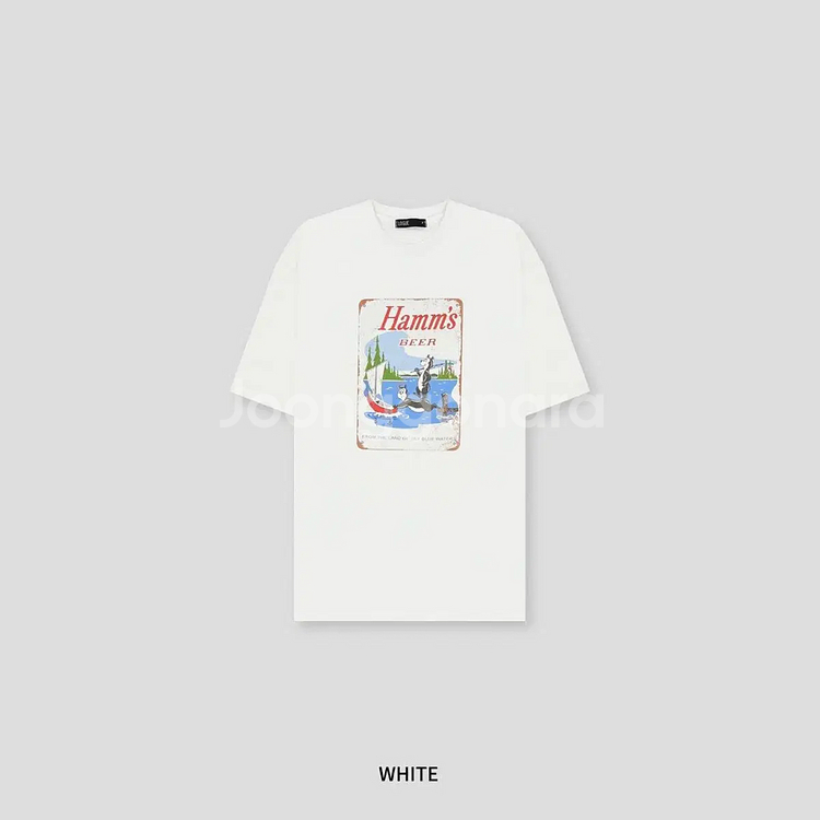 햄스비어 티셔츠 흰색 회색 반팔티 hamms beer--2