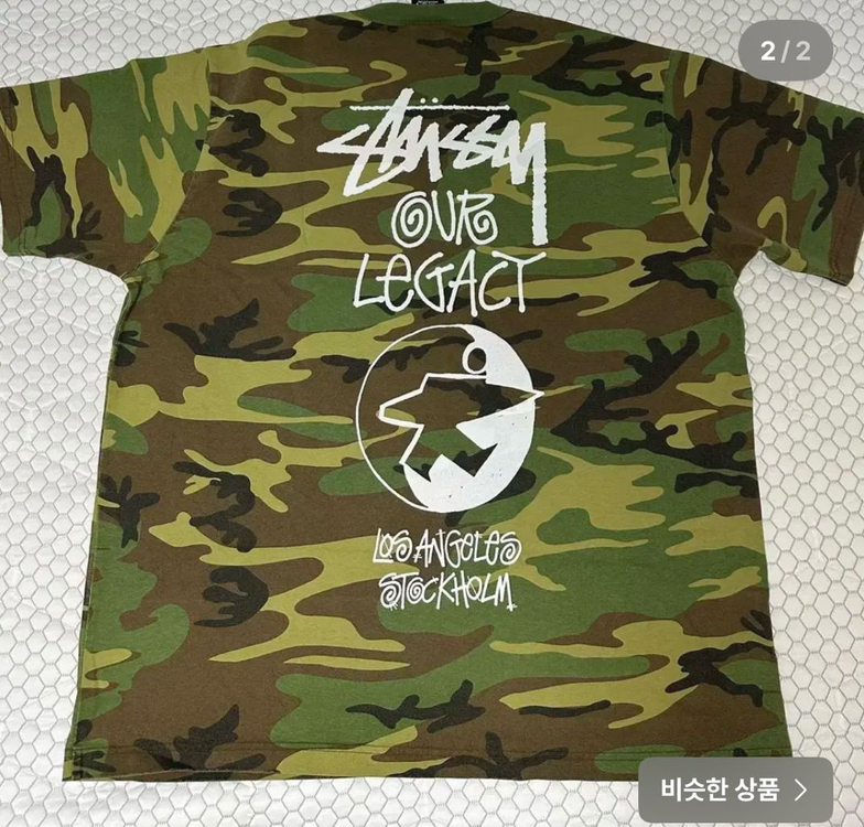 스투시x아워레가시 서프맨 티셔츠 카모--0