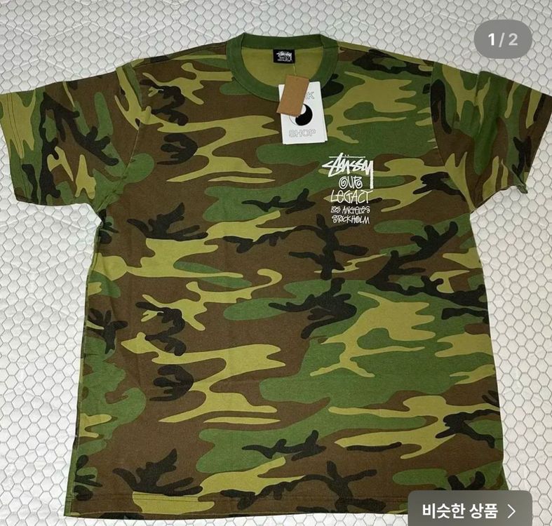 스투시x아워레가시 서프맨 티셔츠 카모--1