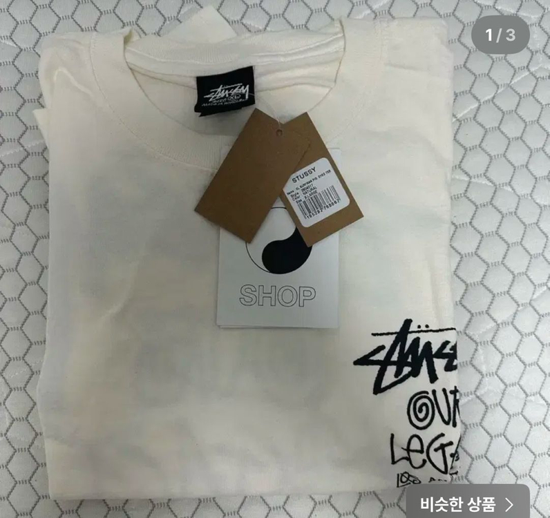 스투시x아워레가시 서프맨 티셔츠 내추럴--0