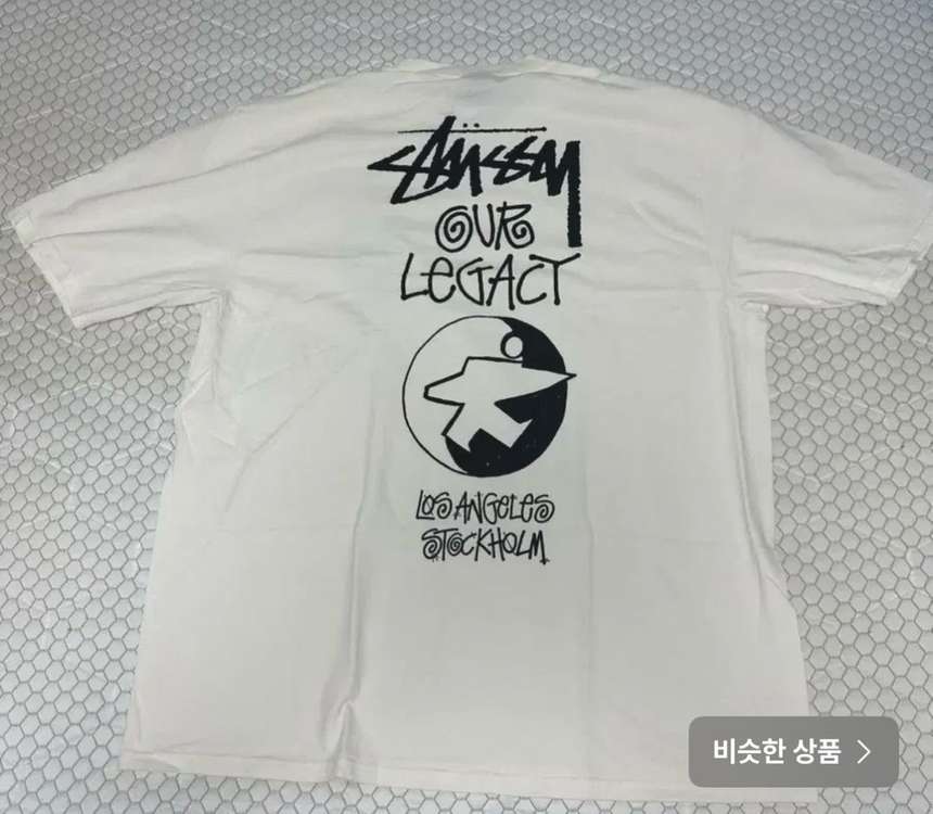 스투시x아워레가시 서프맨 티셔츠 내추럴--2