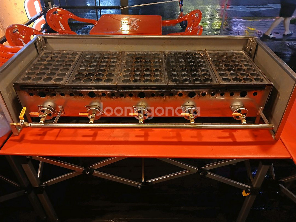타코야끼 기계(28알5구주물판,lpg가스버너,이동식다이--6