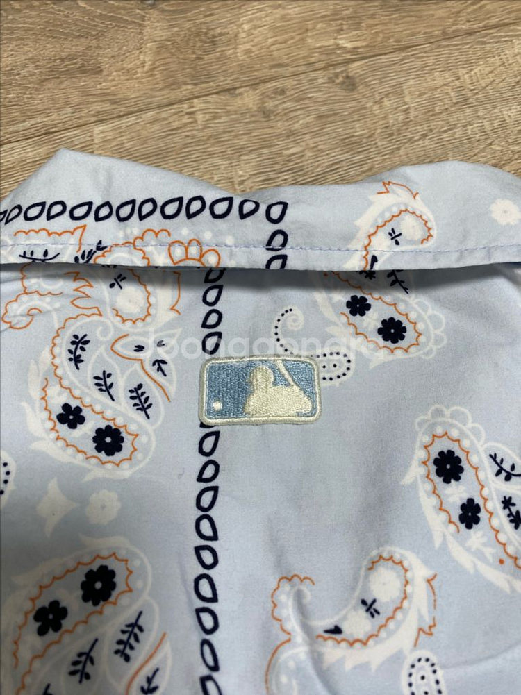 mlb 뉴욕양키스 페이즐리 투피스 반팔 셔츠 남방 반바--3