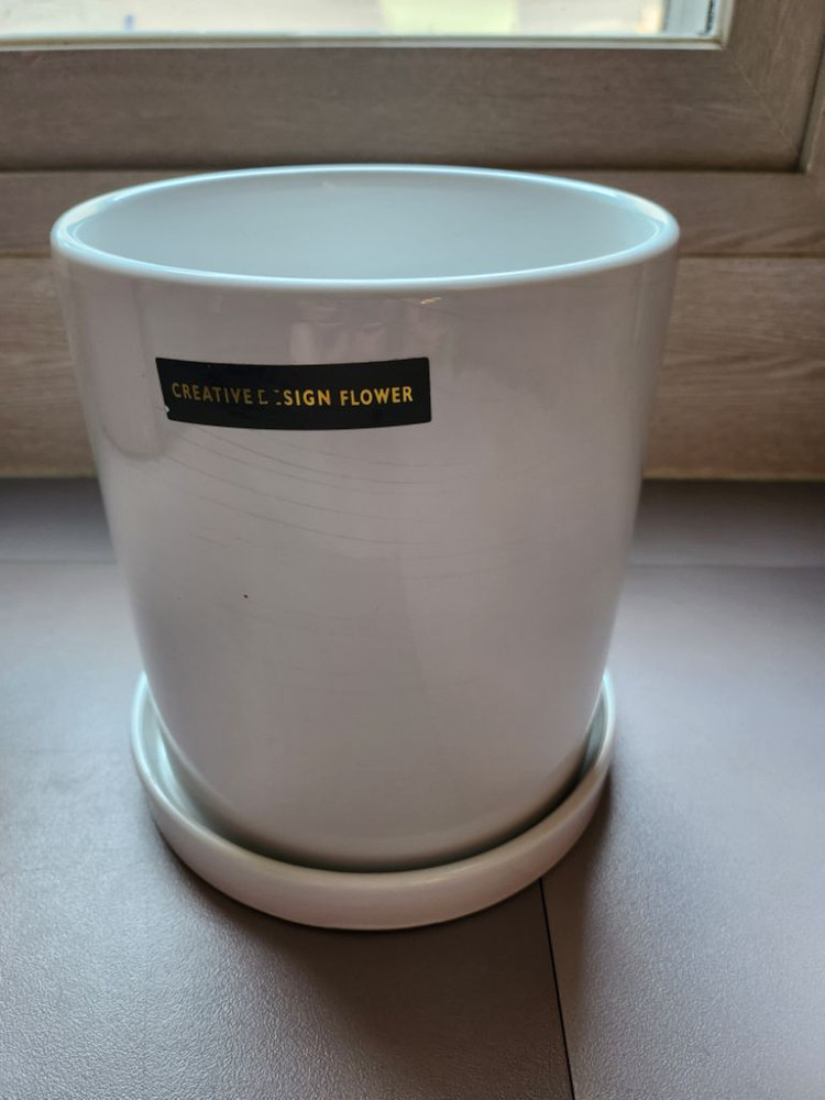 백자화분 중형 18cm 받침세트 흰색화분 도자기화분 흰--0