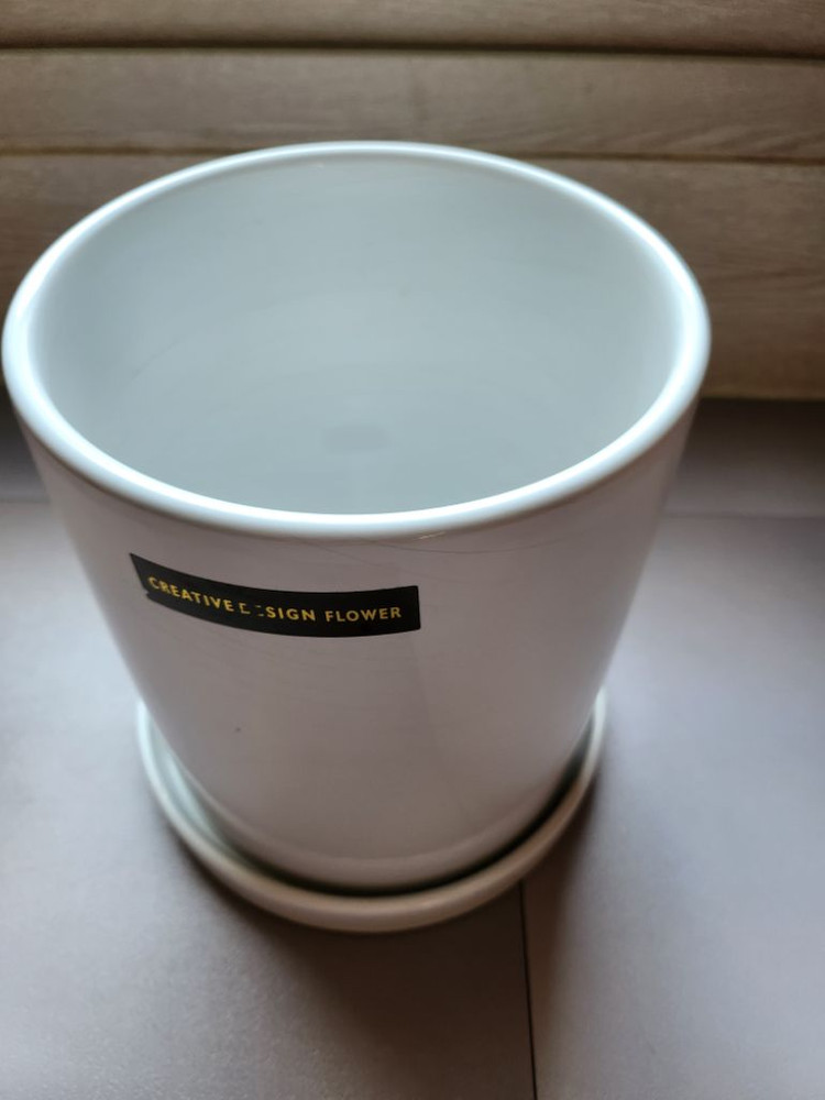 백자화분 중형 18cm 받침세트 흰색화분 도자기화분 흰--2