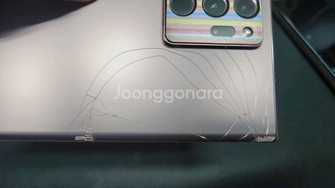 노트20울트라 부품용 액정깨짐 메인보드 이상 없어요--0
