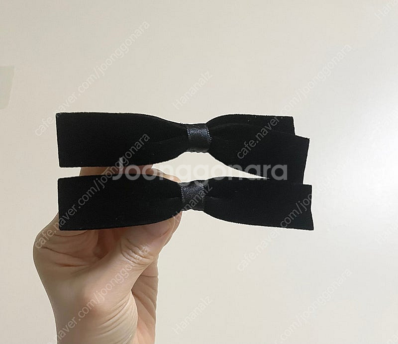 블랙 벨벳 리본 헤어핀 집게핀 2개 5천원--0