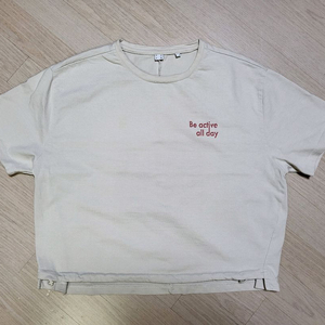 JAJU 자주 베이지 반팔_ 귀여운 레터링 티셔츠 S