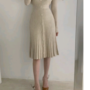 니트 플리츠 롱원피스