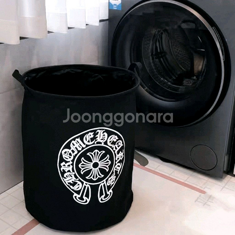 크롬 패턴 원형 접이식 세탁 바구니 빨래 바구니--1
